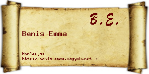 Benis Emma névjegykártya